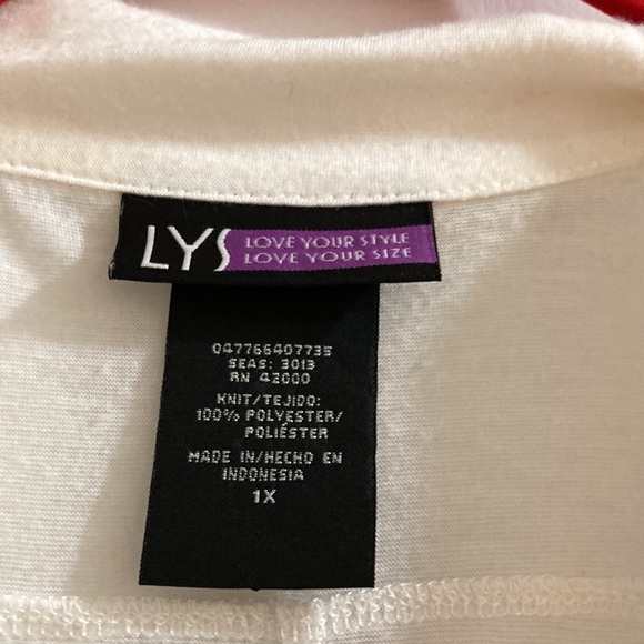 Love Your Style Sz 1X  High/Low Sheer Short sleeve Off White button down Top - Picture 3 of 4